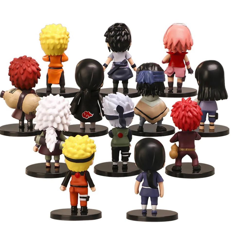 12pcs Naruto Shippuden Anime Action Figures Set Hinata Sasuke Itachi Kakashi Gaara Q Version PVC Toys for Kids Christmas Gifts