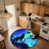 Moon Wolf,Round Area Rug,Carpet Rug for Living Room Bedroom Sofa Playroom Decor,Non-slip Floor Mat