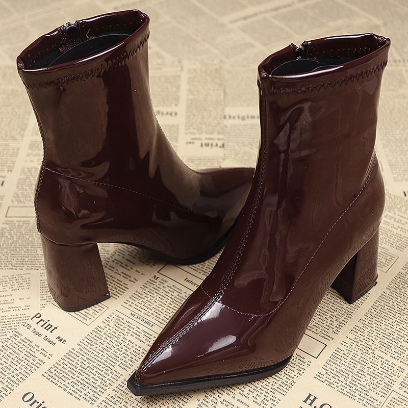 Women Ankle High Heels Chelsea Boots Pointed Toe Shoes Goth Designer Pumps Winter 2025 New Brand Shoes Women Motorcycle Boots