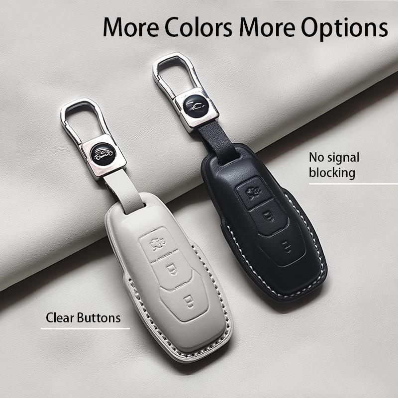 Genuine Leather Car Key Case Cover Fob For Ford Focus 3 4 St Mondeo 5 Mk5 Mustang F-150 Explorer Edge Fiesta Kuga Mk3 4 Durable