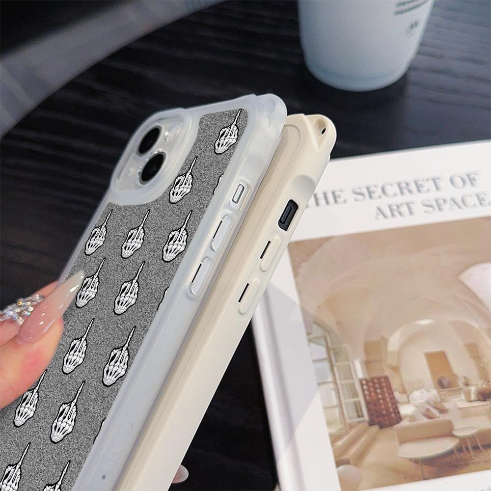 Ae80 Gesture Greeting Design Art Soft Phone Cases for iPhone 16 15 14 13 12 11 Pro Max 8 Plus XR with Wrist Strap Lanyard Corner Protection Back Cover