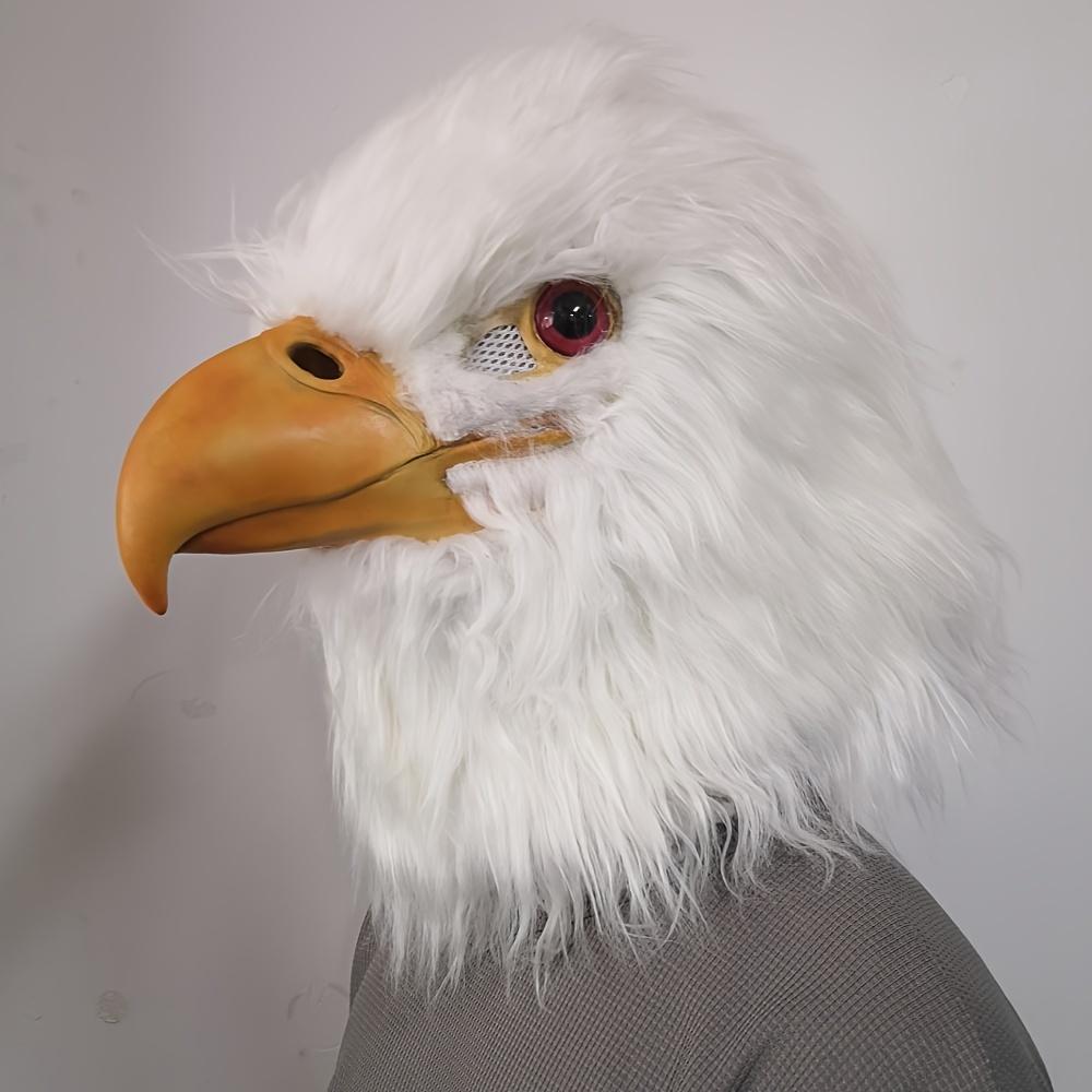 Natural Latex Realistic Adorable Cool Eagle Mask, Fluffy White Animal Headgear Prank Prop Dress Up Accessories, Halloween Christmas Cosplay Outfit Pho