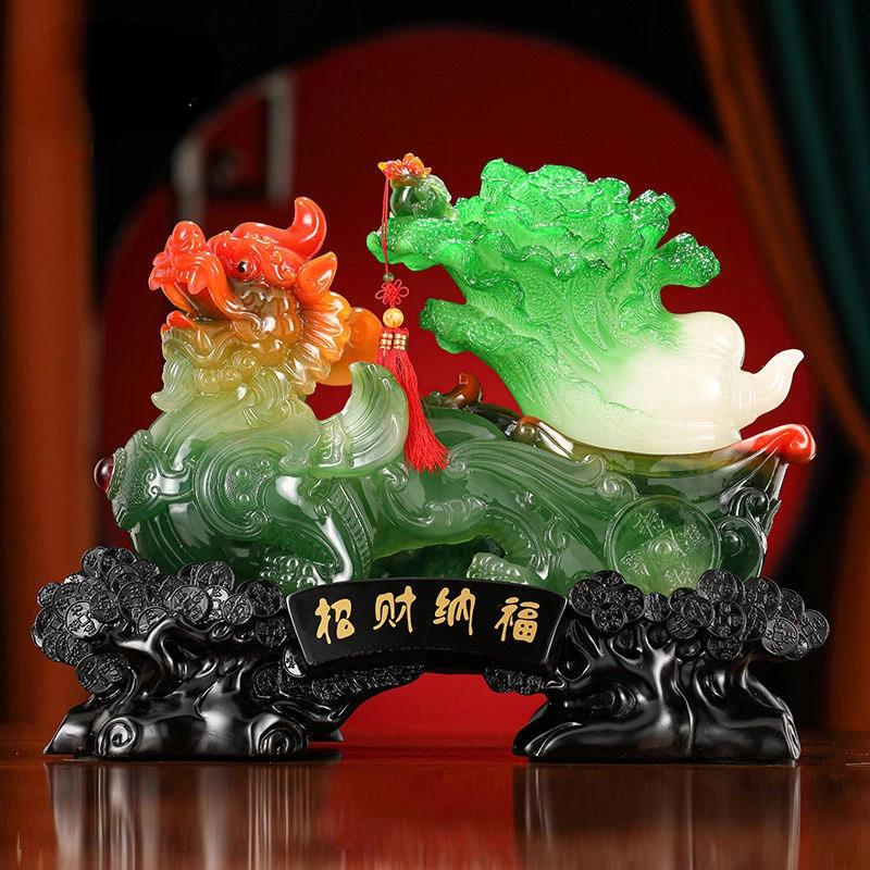 Inviting Wealth Brave Jade Cabbage Golden Toad Living Room Ornament Crafts Office Store Housewarming Opening Gift