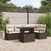 Ensemble de Canapé de Jardin 6 Pièces avec Coussins Marron Poly Rattan, Canapé de Jardin 2 Places avec Rangement et Coussins 3357561