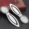 Neumodisches 2er-Set Lesezeichen (18 x 25 mm Innenmaß), antiksilberplattiert und bronzefarben, schlichtes Design, handgefertigt, Cabochon-Sockel, Kameenfassung