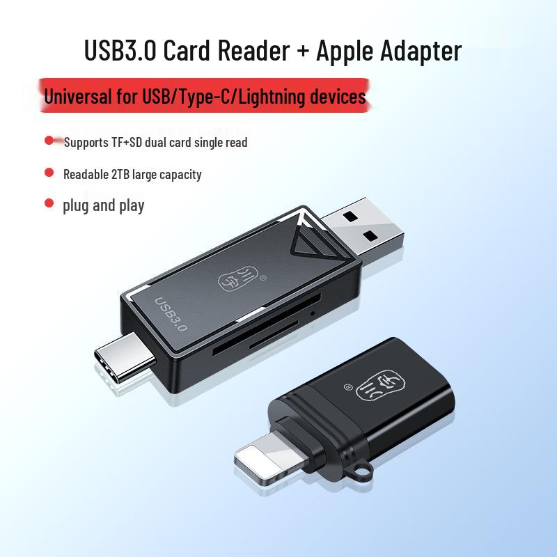 Kawuyu USB 3.0 Card Reader: SD/TF All-in-One High-Speed Converter, Type-C OTG for Phones and Computers