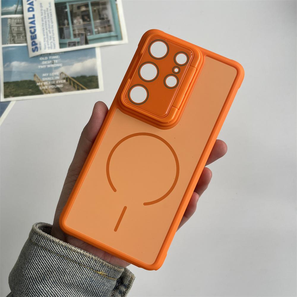 

Full Body Lens Flip Stand Magnetic Matte Phone Case For Samsung S26 S25 Edge S24 Plus s 25 FE S23 Ultra For Magsafe Back Cover Galaxy S23 FE