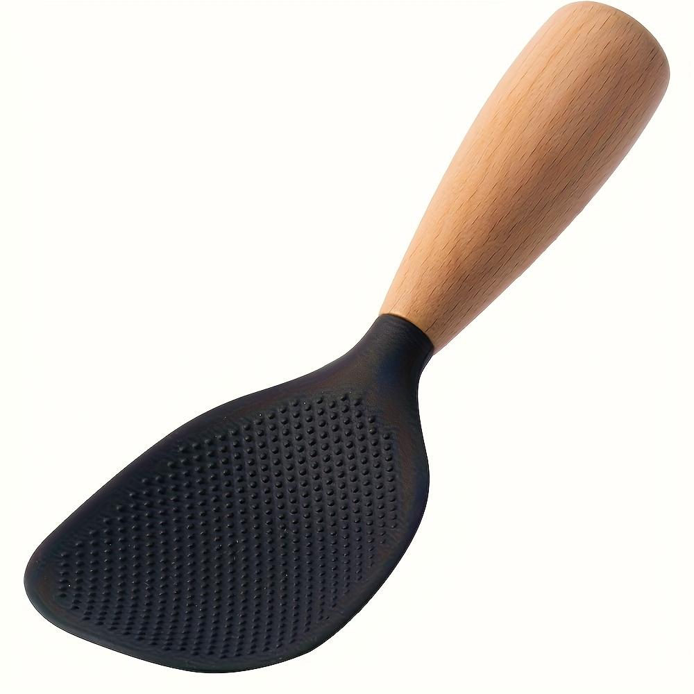 

1PC Silicone Rice and Potato Spoon with Wooden Handle - Durable, Heat-resistant Kitchen Spoon for Non-stick Pans and Pans чорний