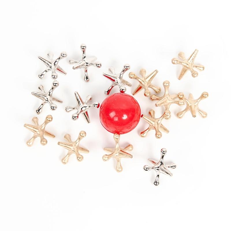 Relaxation Balls Set Tabletop Jacks Game with Metal Jacks And Soft Bouncy Balls For Stress Relief Student Relaxation Toy