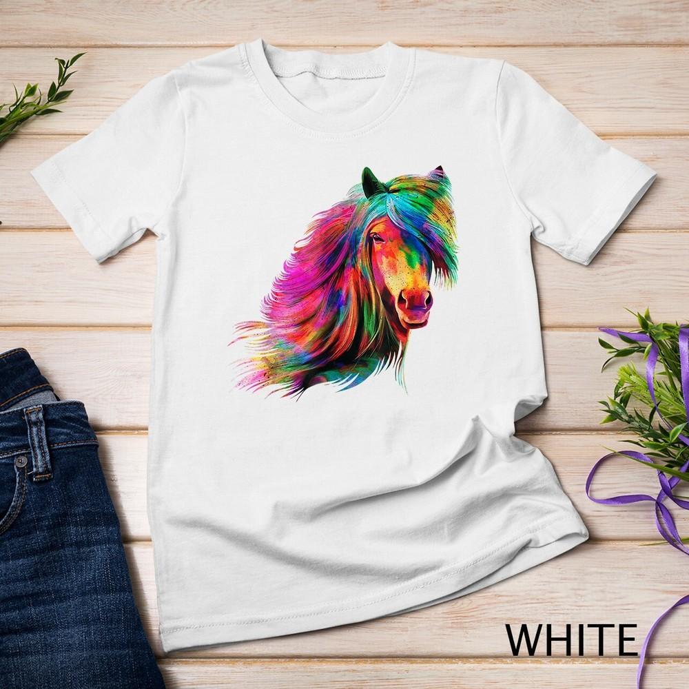 

Horse Rainbow Watercolor Artistic Horse Design Unisex T-shirt S