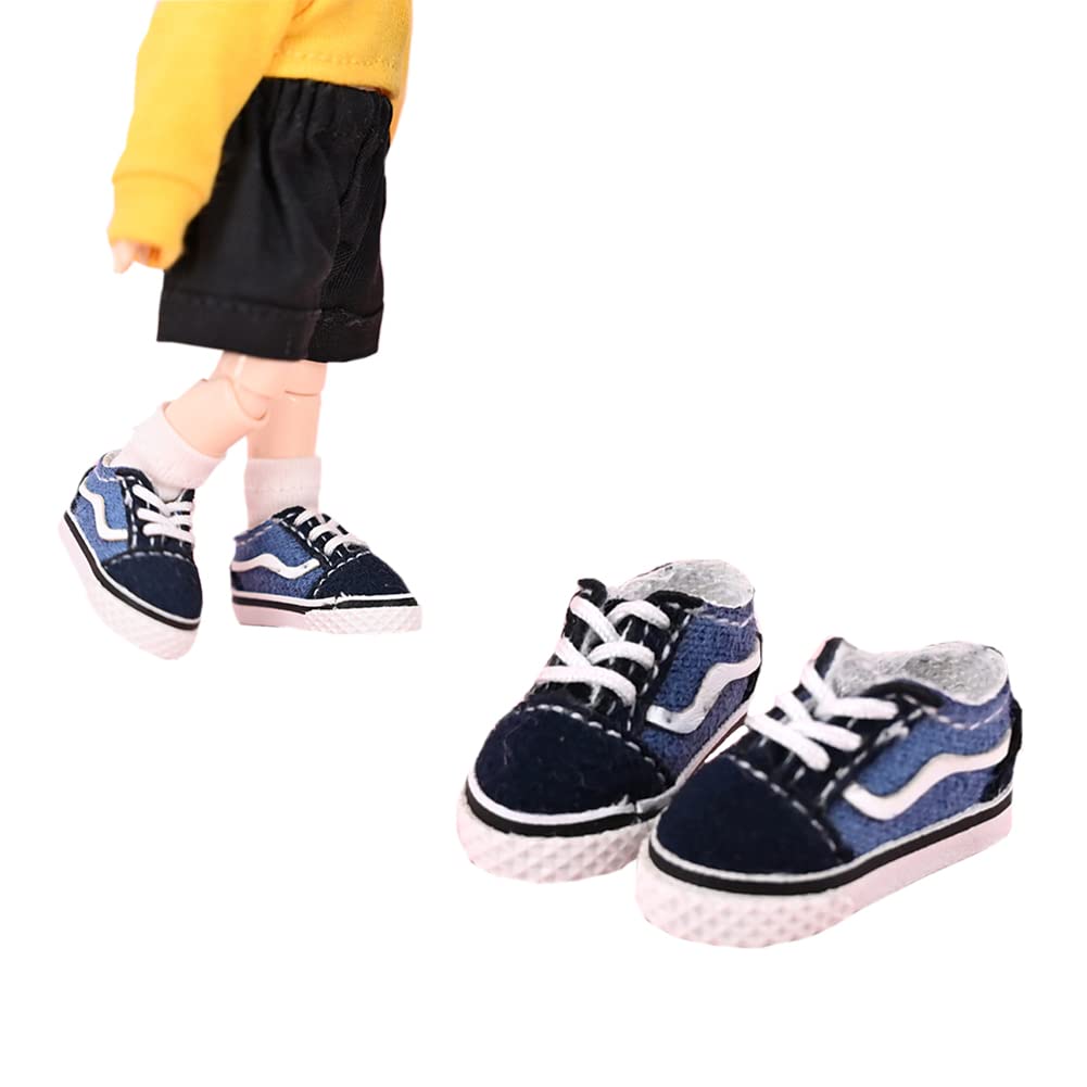 rakulifey Obitsu 11 Shoes, OB11 Shoes for Obitsu Doll 11cm, Sneakers, 1/12 BJD Doll Shoes, 3 Colors, Gift (Black + Blue)