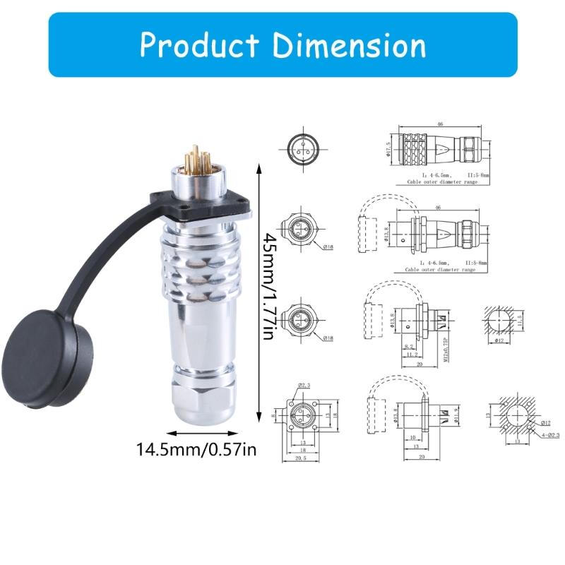 SF12 Connector Plug 2Pin to 9Pin Waterproof Aviation Socket Set for Professional Photography Equipment Cable Connector