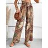 Summer New Fashion Versatile Printed Casual Wide Leg Pants for Women European American Style Ladies Bottoms