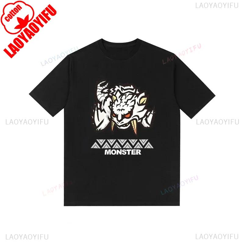Monster Hunter Tshirt Funny Game Fans Cartoon Tops Cotton Korea Style Short Sleeve T Shirt Casual Hipster Streetwear Man Tees