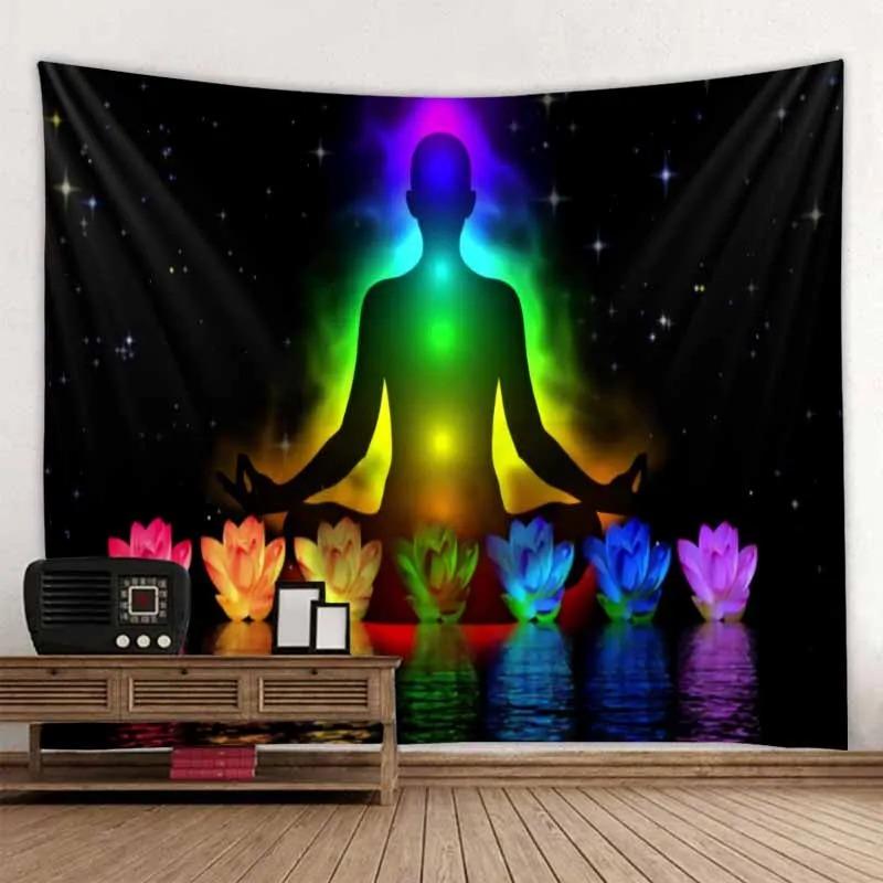 

Home Decor Meditation Seven Chakra Tapestry Indian Buddha Wall Decor Mandala Tapestry Witchcraft Bohemian Hippie 74x94cm(29x37in)