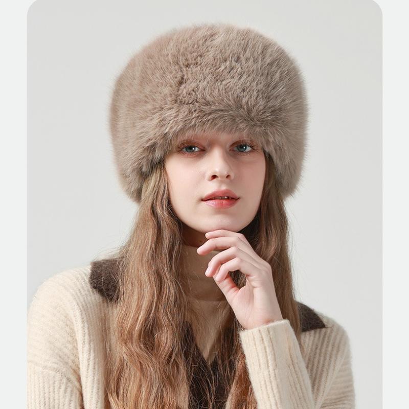 Autumn and winter furry basin hat versatile, warmth and cold protection, thick big head circumference for face enhancement, small plush bucket hat
