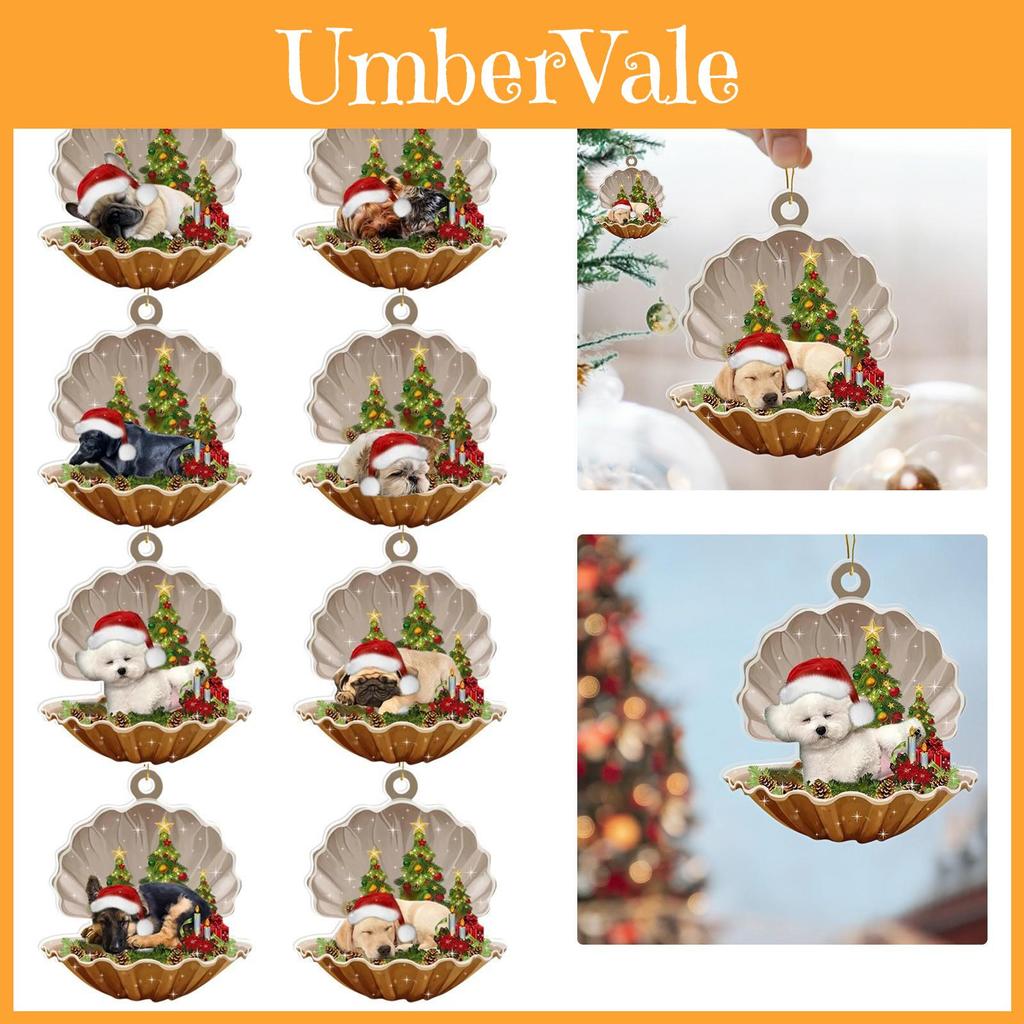 Adorable Acrylic Shell Dog Car Hanging Ornament For Festive Christmas Tree Decor