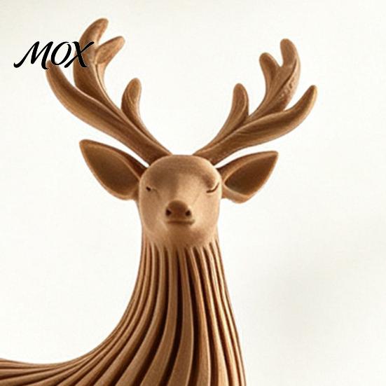 Nordischer Stil Tierfigur 3D-gedruckte Rentierfigur, Gestreifte Hirschskulptur für Weihnachts-Heimdekoration Schreibtischornament, Minimalistische Statue Wohn