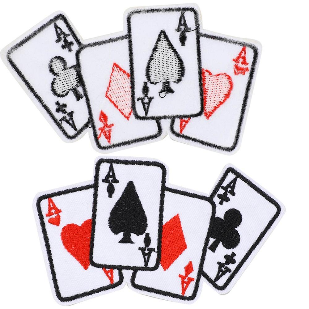 5pcs Card Suit Pattern Poker Ace Clothes Patch Fabric Sticker Sew On Applique Embroidered Applique Sewing Repair Patches