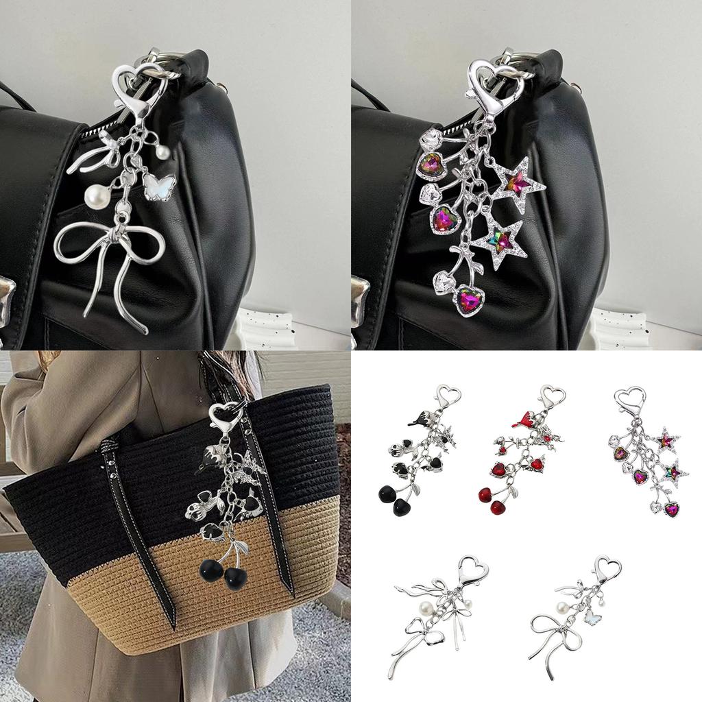 Lovely Bowknot Schoolbag Pendant Keychain Bowknot Chic Sweet Heart Cartoon Charm for Boys Girls Collectible Art