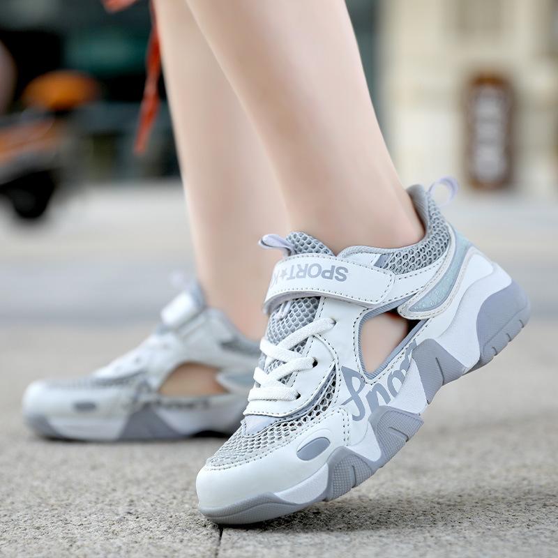 Boys Shoes 2025 New Summer Middle and Older Children's Single Mesh Shoes Hollow Breathable Boys Frame Shoes Children's Sports Shoes
