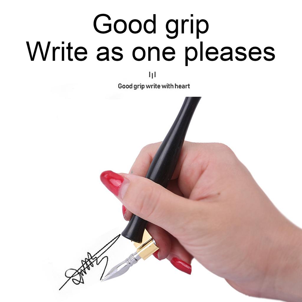 Dip Pen Holder with 4 Interchangeable Tip Resin Dip Pen Holder Adjustable Metal Flange for Beginner Artist Writing