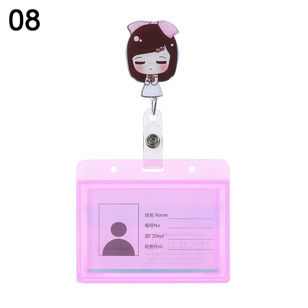 Cartoon Nurse Doctor ID Badge Holder with Retractable Reel, Retractable Metal Clip Business Work Card/Name Tags Badge Holders