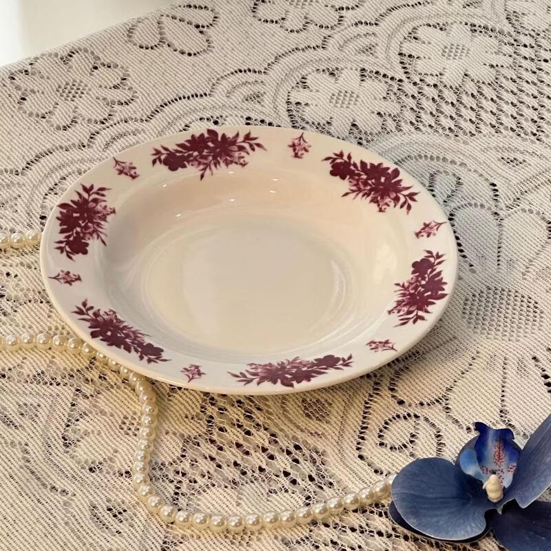 Ru Han Vintage Floral Ceramic Soup Plate