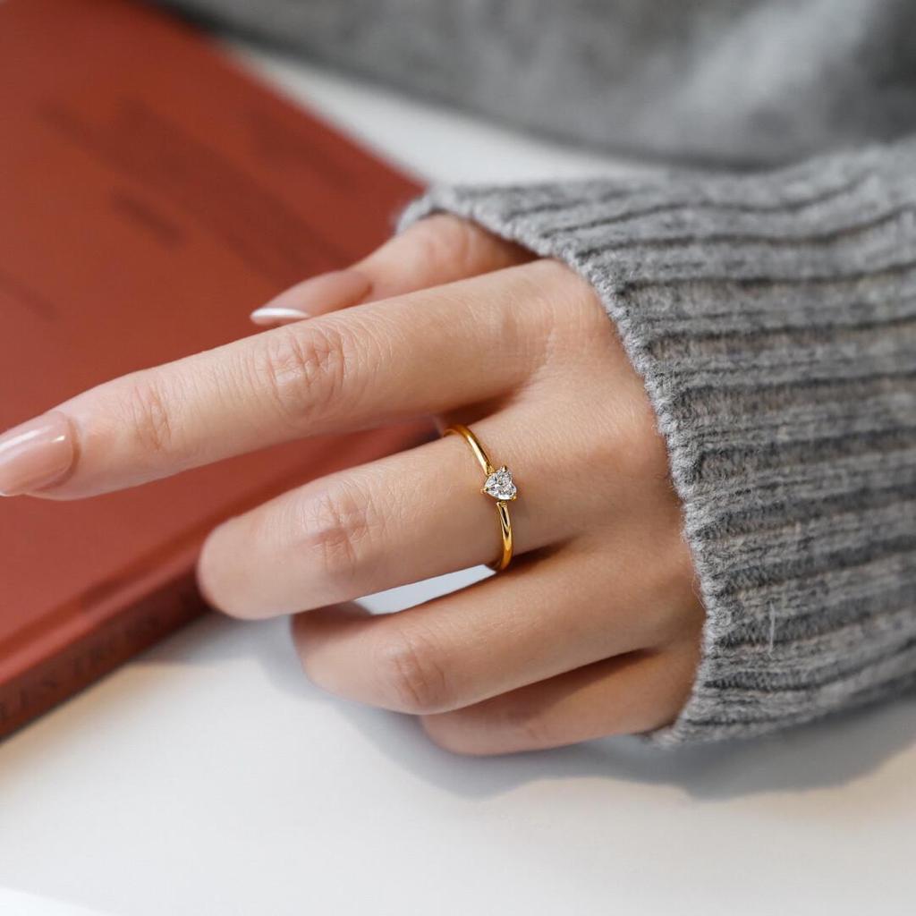 Minimalist Heart Diamond Open Band Ring