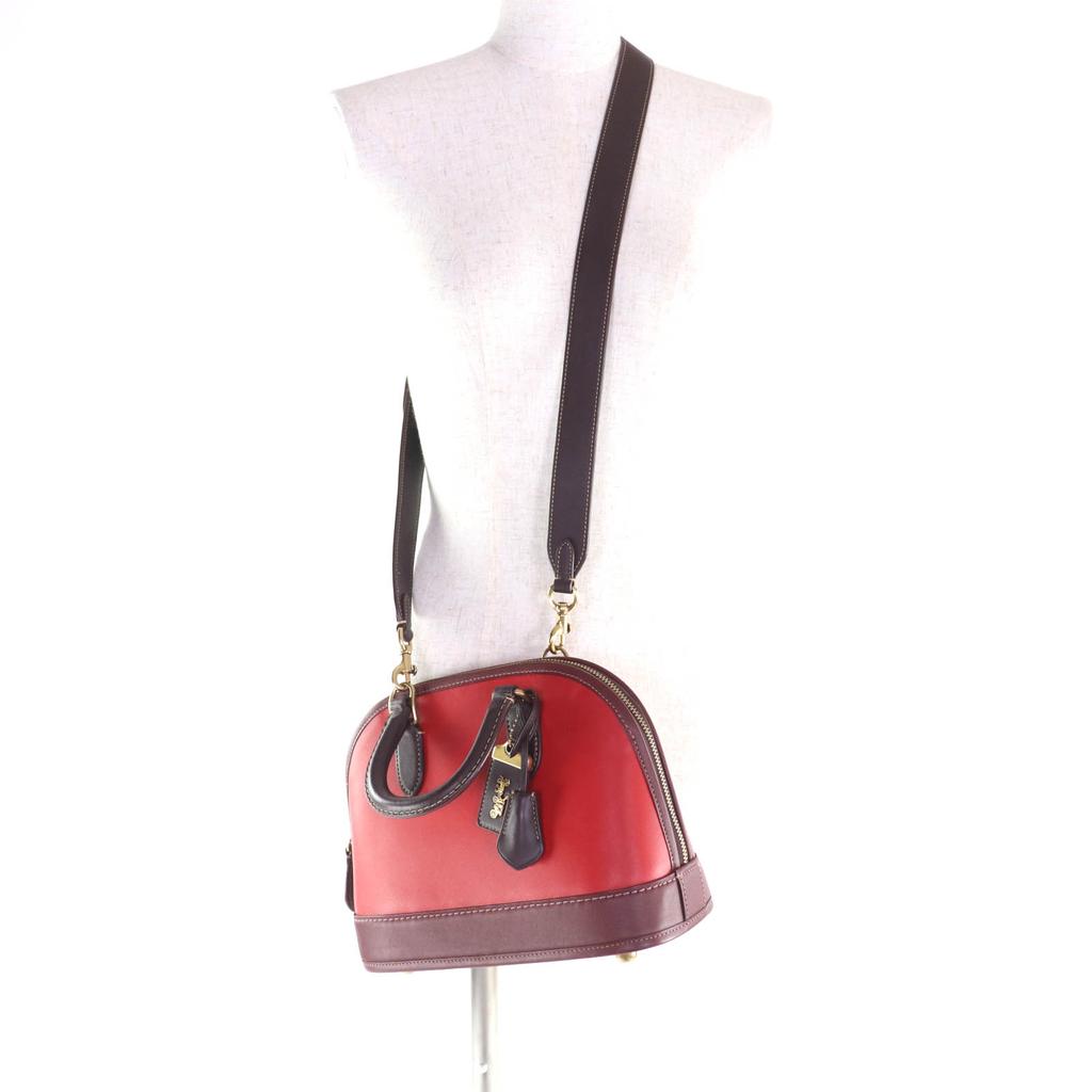 Ausgezeichnete COACH Handtasche Revel Colorblock Tasche Rotes Leder Damen CC412 Gebraucht