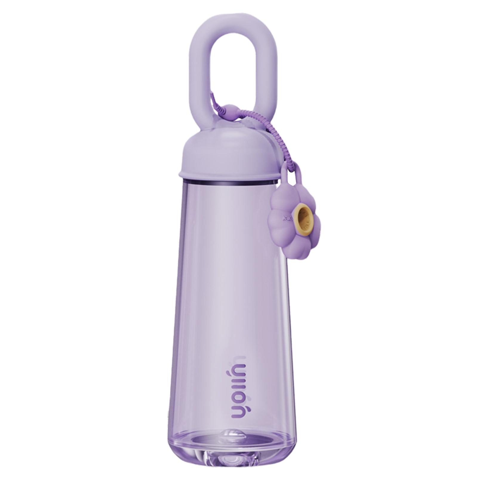 

500 мл Спортивная бутылка для воды для улицы, герметичная пластиковая бутылка для воды с ручкой и подвеской в виде цветка для спорта, скалолазания, кемпинга фиолетовый