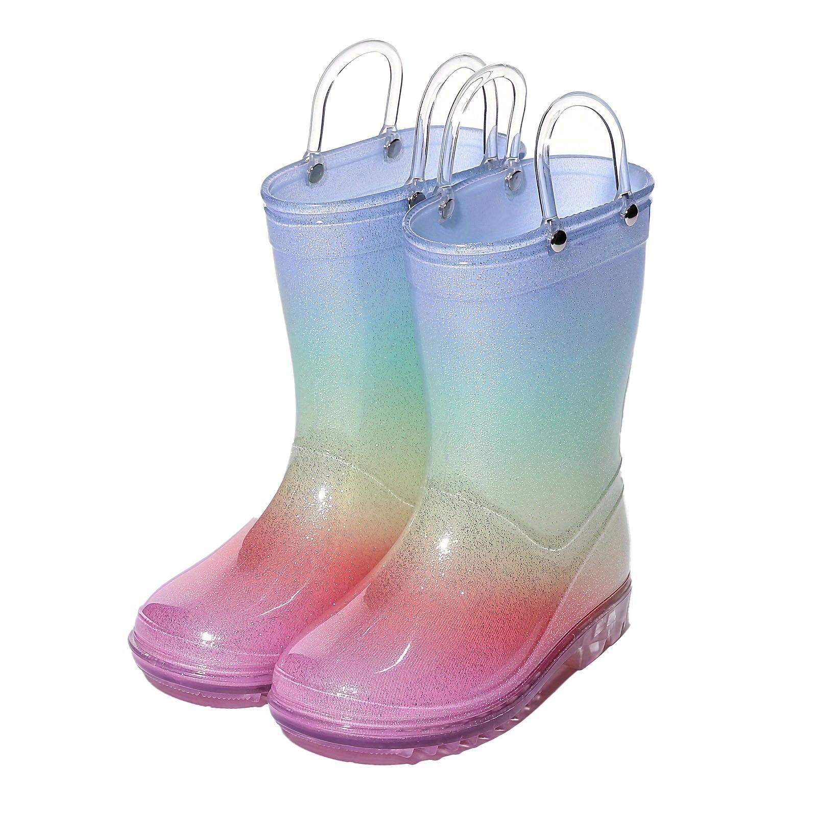 Kids Rain Boots Boys Girls With Easy- Handles Boots Outdoor Playing Rain Boots Unisex-Child 23