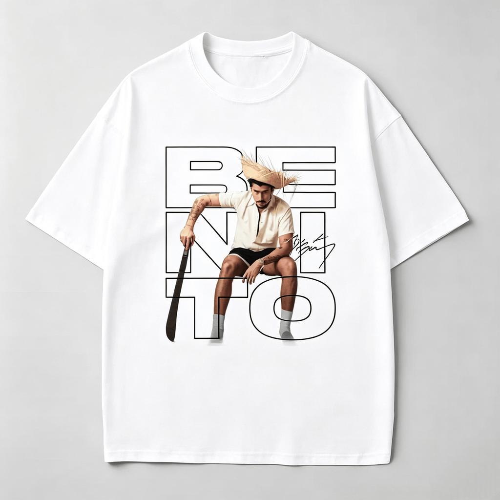 Berretto di paglia Bad Bunny grafica Nuove T-shirt Unisex Unisex Cotone Puro Manica Corta Y2k Oversize Magliette World Tour Merch Benito Bowl