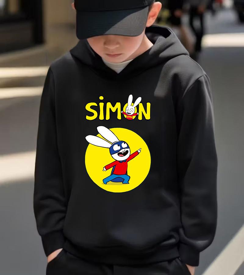 Simon Super Rabbit Graphic Hoodies For Boys Girls Pullover Spring Autumn Kids Clothes Fashion Cartoon Hoodie Sporty Sweatshirt