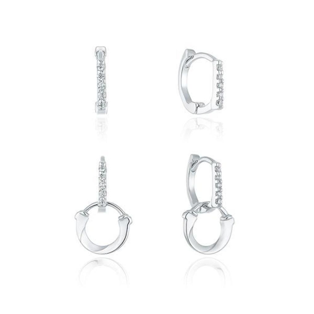 

[Puremond] Lucky Lock Two-Way Horseshoe Stone Silver Earrings OTE123304DWW Basic (photo color)