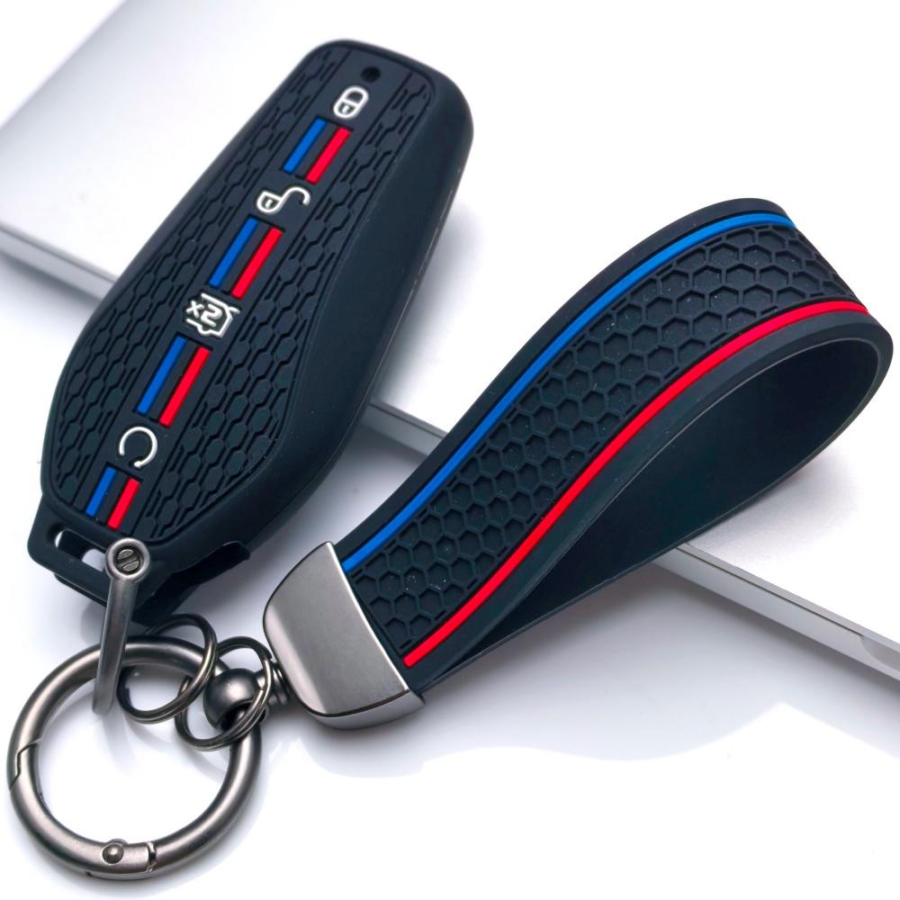 Silicone Car Key Fob Cover with Keychain Compatible with BYD Han EV Han DM Tang DMi Tang EV Song Plus, Fits BYD Han EV DM Tang DMi Song Plus Pro Max чёрный