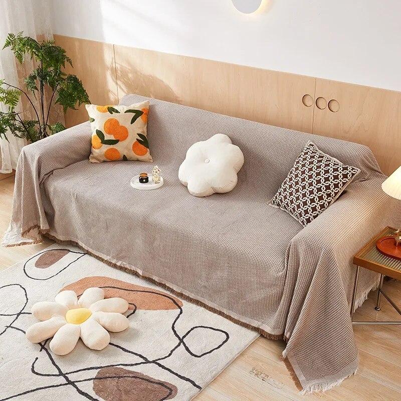 Nordisk Dobbeltsofa pledd Matte Ins Minimalistisk Sklisikker Ensfarget Sofahåndkle Dobbelsidig Helårig Sofatrekk