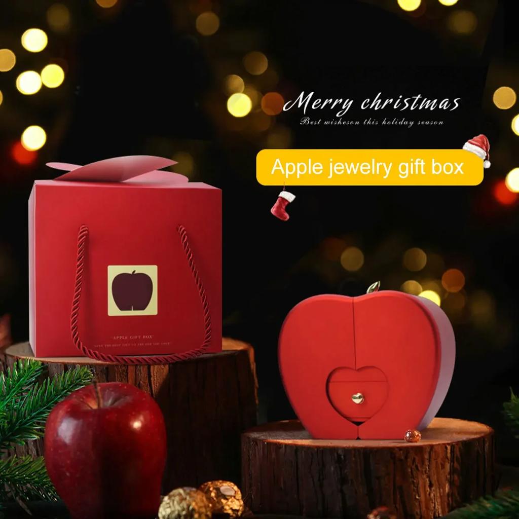 Shaped Jewelry Gift Box Double-Open Jewelry Storage Box Red Birthday Gift Box with Artificial Flower Romantic Exquisite