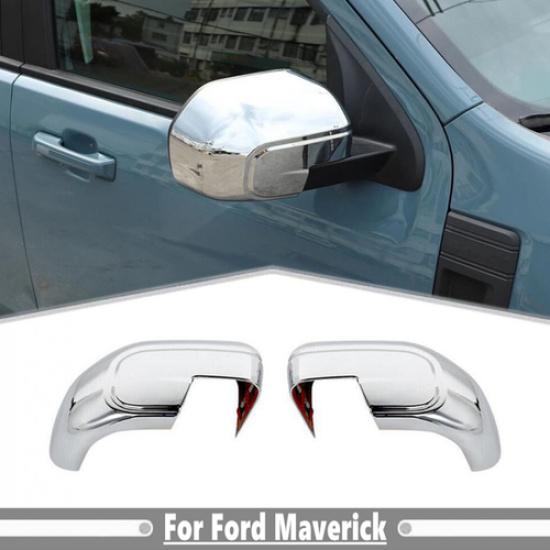 For -2025 Ford Maverick ABS Chrome Rearview Mirror Cover Trim Frame Bezel 2P