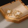 European Floral Titanium-Steel Heart Drop Earrings, Lightweight Luxury Design, Niche Style.