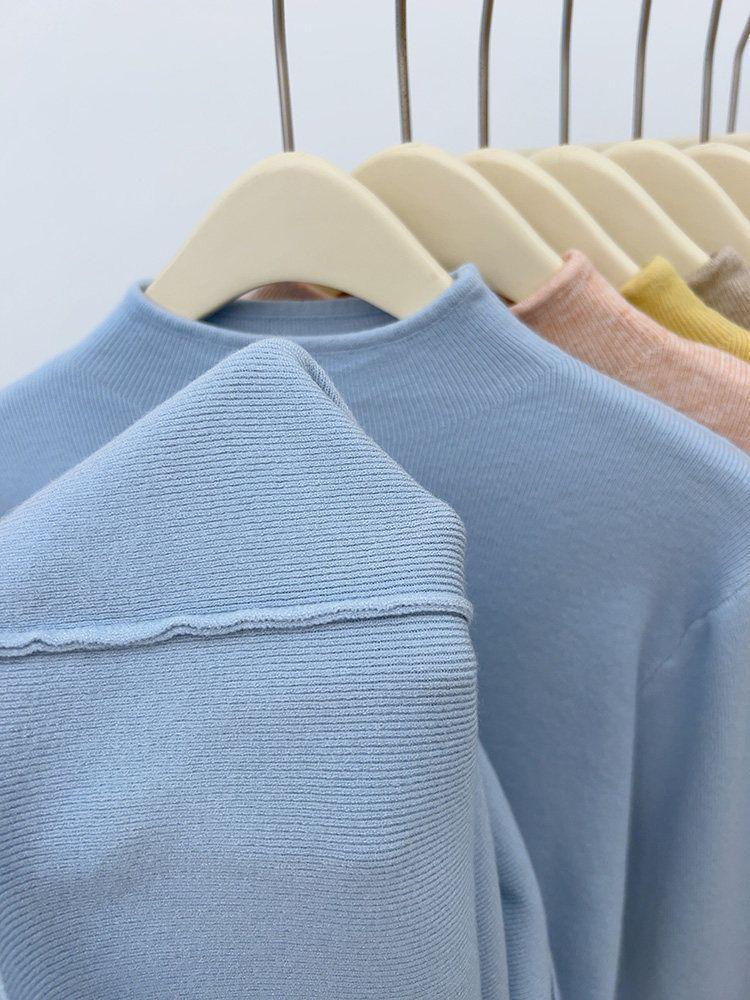 2026 Winter Slim Fit Half-High Neck Knit Sweater - Solid Color Base Layer