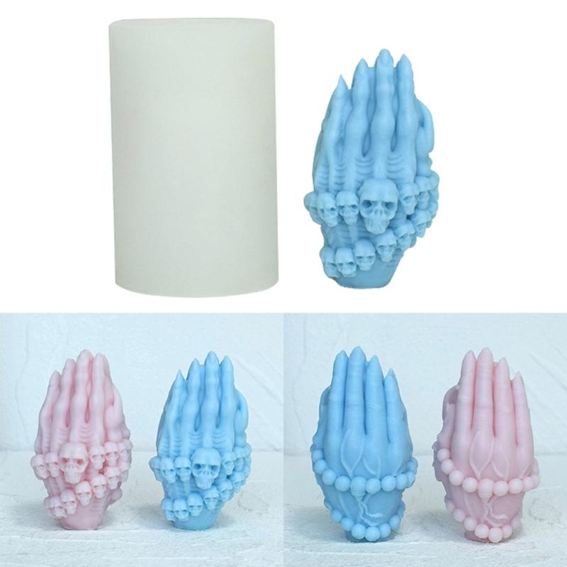 Skull Hand Candle Mold Skull Hand Silicone Mold Non-stick Easy to Mold for Making Candle Plaster Home Decorations
