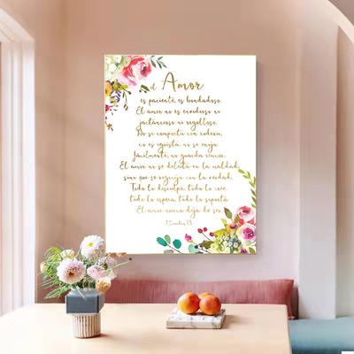 L'amour est gentil verset de la Bible espagnole imprimé 1 corinthiens 13 signe citation affiche écriture mur Art toile peinture décor de salle de maison