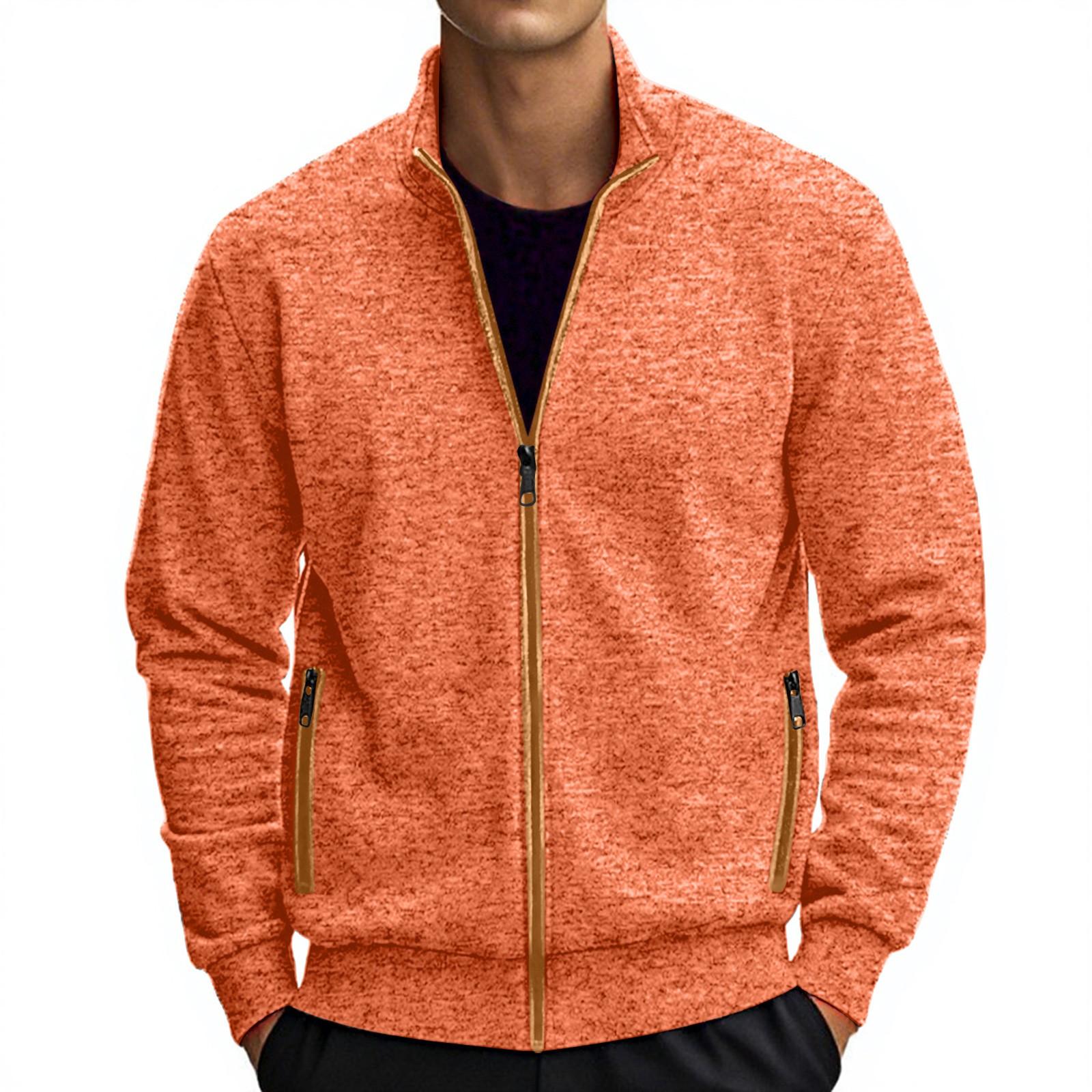 

І зимовий чоловічий в язаний светр на блискавці з довгими рукавами, тонкий оксамитовий верхній жакет XL шафрановий