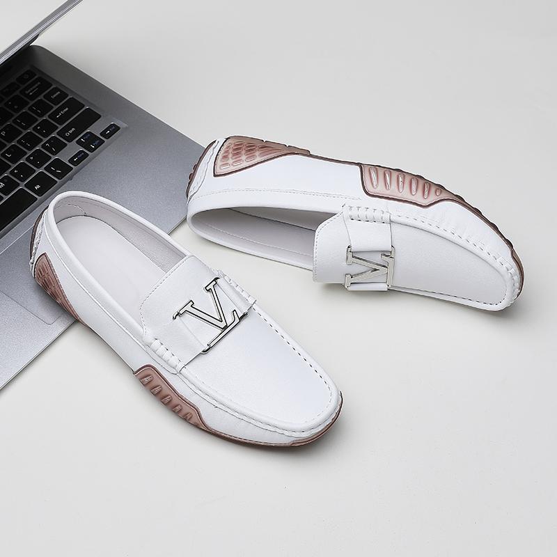 High Quality Men's Casual Leather Shoes Cowhide Loafers Soft Luxury Pea Shoes Genuine Leather Men's Flats Driving Shoes
