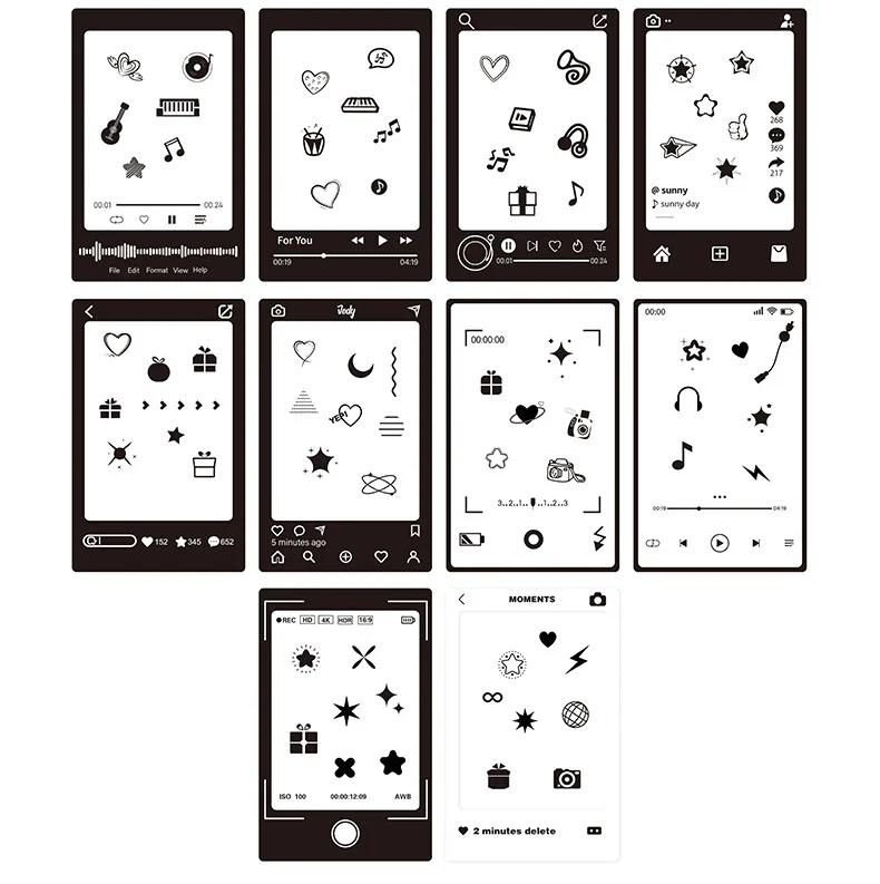 

10 PCS/set Creative cute diy 3 inch Polaroid photo decorative border stickers small card decorative stickers