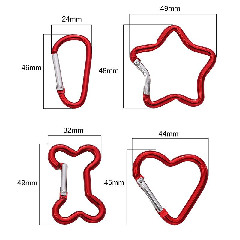 1pc Mountaineering Buckle Love Star Buckle D-Shaped Buckle Color Backpack Buckle Aluminum Keychain DIY Accessories