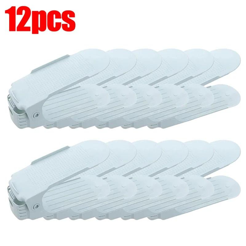1/12PCS Durable Adjustable Shoe Organizer Wardrobe Shoes Storasge Footwear Support Slot Space Saving Shoes Storage Rack Shoebox