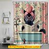 2D Flat Printing Shower Curtain 1Pc, Cat Relaxing In Bathtub Bathroom Shower Curtain With 12 Plastic Hooks, Bathroom Curtain W