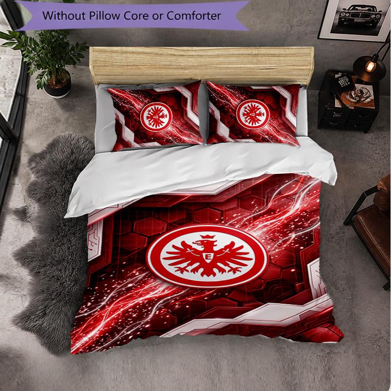 Eintracht Frankfurt Calcio Set Biancheria da Letto 3 Pezzi Morbido Copripiumino con Federe Set Decorazione Camera da Letto per la Casa